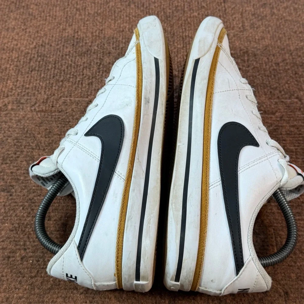 gently used B- Nike Court Legacy GS White Black Gold Sneakers DA5380-102 Kids 7Y
